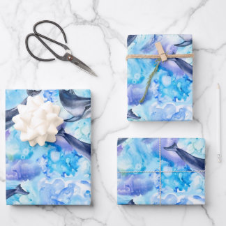 waterverf dolfijnvissen naadloos patroon inpakpapier vel