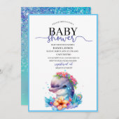 Waterverf dolfijnvriendelijk baby shower kaart (Voorkant / Achterkant)