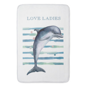 WATERVERF DOLPHIN ART BEACH VACATION BADMAT