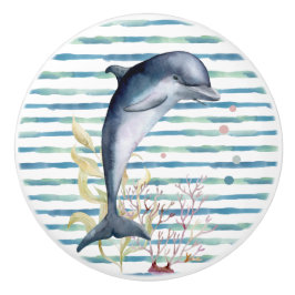 WATERVERF DOLPHIN ART BEACH VACATION HOUSE KERAMISCHE KNOP