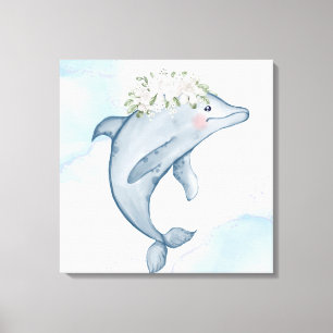 Waterverf Dolphin Canvas Afdruk
