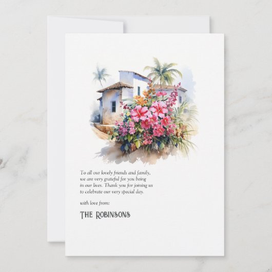 Waterverf Dominicaanse Republiek Bestemming Bruilo Bedankkaart (Achterkant)