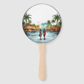 Waterverf Dominicaanse Republiek Bestemming Bruilo Handwaaier (Achterkant)