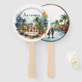 Waterverf Dominicaanse Republiek Bestemming Bruilo Handwaaier (Voorkant en achterkant)