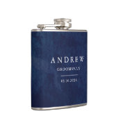 Waterverf donkerblauwe bruiloft heupfles (Rechts)