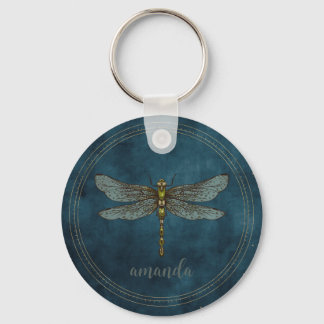 Waterverf Donkerblauwe Hemelse Droomvlinder Sleutelhanger