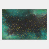 Waterverf donkergroen met gouden sterren inpakpapier vel (Voorkant 2)