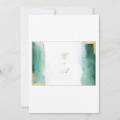 Waterverf donkergroene witte goudglitter bruiloft kaart (Achterkant)