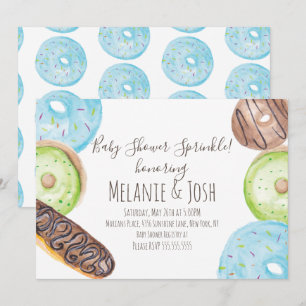 Waterverf Donut Baby shower Sprinkle Sweet Kaart
