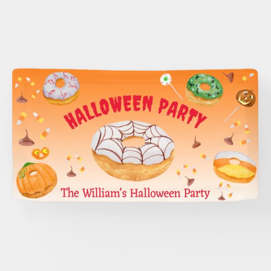 Waterverf Donut-licious Halloween Snoep Party Spandoek (Horizontaal)