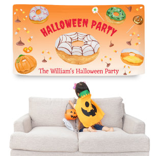 Waterverf Donut-licious Halloween Snoepfeestje Spandoek