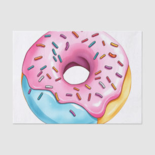 Waterverf Donut met Icing en Sprinkles op wit Tissuepapier