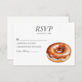 Waterverf Donut RSVP kaart bruiloft Sweet Doughnut (Voorkant / Achterkant)