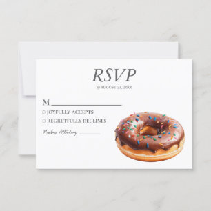 Waterverf Donut RSVP kaart bruiloft Sweet Doughnut
