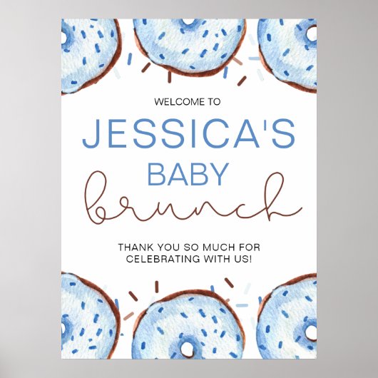 Waterverf Donuts Baby brunchdouche Poster (Voorkant)