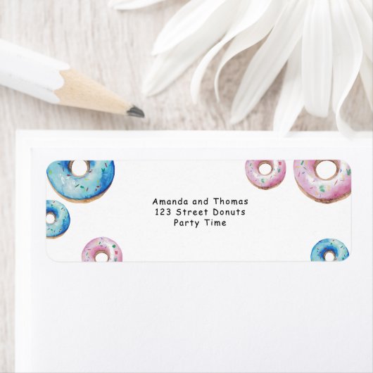 Waterverf donuts dank u Geslacht onthullen Etiket (Insitu)