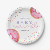 Waterverf Donuts meisje Baby Sprinkle Shower Papieren Bordje (Voorkant)