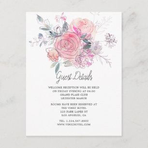 Waterverf Doodle Floral Bruiloft Gast Details Informatiekaartje