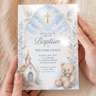 Waterverf Doop Teddybeer Kaart
