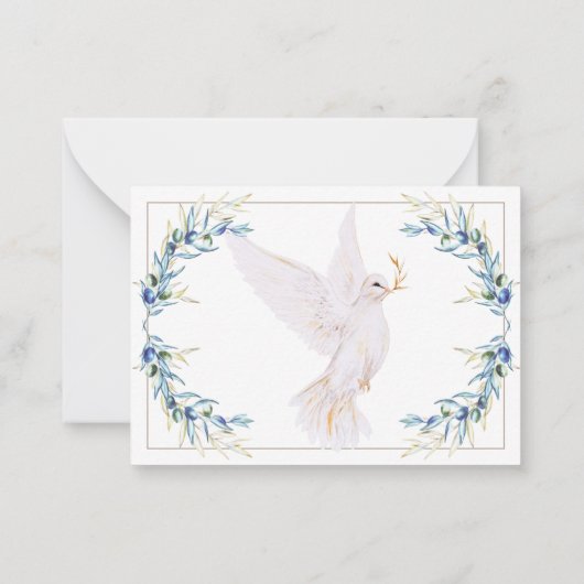 Waterverf Dove & Olive Branch Memorial Dank u wel Notitiekaartje (Achterkant)