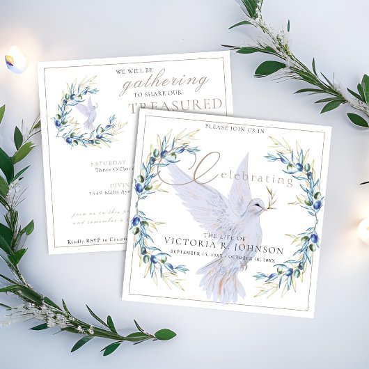 Waterverf Dove & Olive Branch Viering van het Leve Kaart
