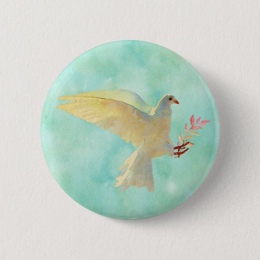 Waterverf Dove Ronde Button 5,7 Cm (Voorkant)