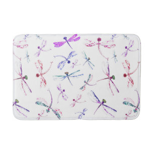 Waterverf Dragonflies Roze Lavender Blue White Badmat