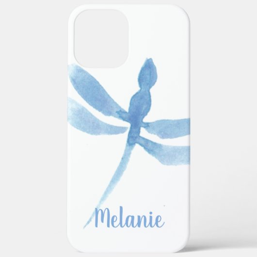 Waterverf Dragonfly Blue Monogrammed Case-Mate iPhone Case (Achterkant)