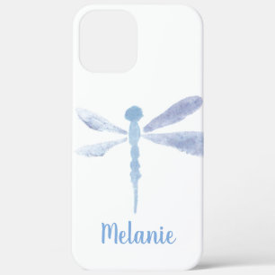 Waterverf Dragonfly Blue Paars Monogrammed iPhone 12 Pro Max Hoesje