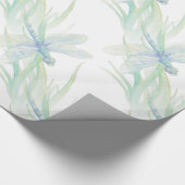 Waterverf Dragonfly in Soft Blues en Green art Cadeaupapier (Hoek)