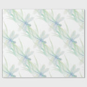Waterverf Dragonfly in Soft Blues en Green art Cadeaupapier (Vlak)