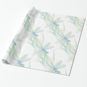 Waterverf Dragonfly in Soft Blues en Green art Cadeaupapier