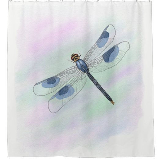 Waterverf Dragonfly Shower Curtain Douchegordijn (Voorkant)
