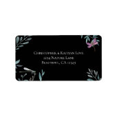 Waterverf Dragonfly Tuin Groen Zwart Adres Etiket (Voorkant)