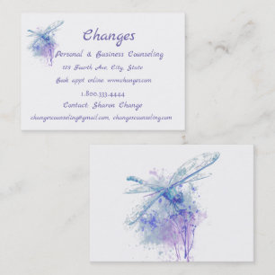 Waterverf Dragonfly Verandert Counseling Service Visitekaartje