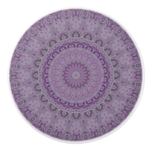 Waterverf Dream Mandala in Paarse tinten Keramische Knop (Voorkant)