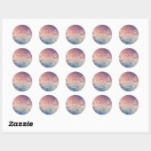 Waterverf Dreamy Sunset Cloud 9 Bedankt Ronde Sticker (Vel)