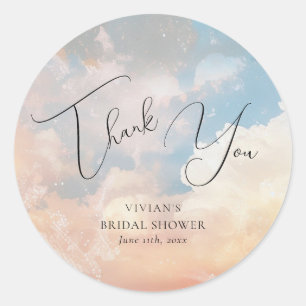 Waterverf Dreamy Sunset Cloud 9 Bedankt Ronde Sticker