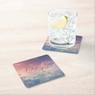 Waterverf Dreamy Sunset Cloud 9 Vrijgezellenfeest Vierkante Kartonnen Onderzetter