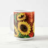 Waterverf Drie Zonnebloemen Koffie Mok (Voorkant links)