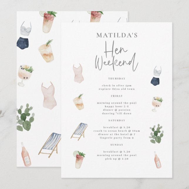 Waterverf drink route weekend (Voorkant / Achterkant)