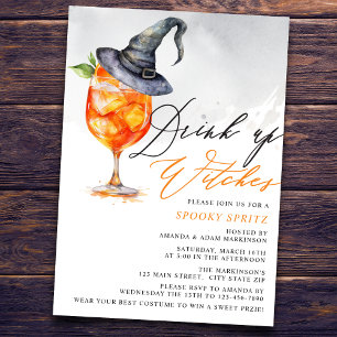 Waterverf Drink Up Witches Spritz Halloween Party Kaart