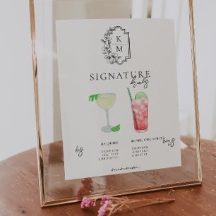 Waterverf Drink van de Bride & Groom Signature Poster