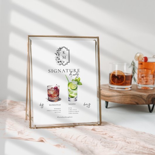 Waterverf | Drink van de Bride & Groom Signature Poster