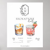Waterverf | Drink van de Bride & Groom Signature Poster (Voorkant)