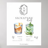 Waterverf | Drink van de Bride & Groom Signature Poster (Voorkant)