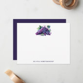 Waterverf druiven aangepaste naam persoonlijk notitiekaartje (Voorkant / Achterkant in situ)