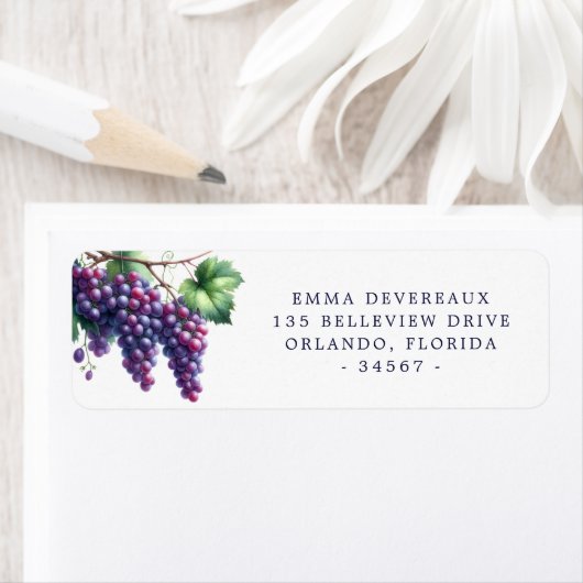 Waterverf druiven retourneren adreslabel etiket (Insitu)