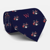 Waterverf Drum Kit Jazz Muziek Monogrammed Blauw