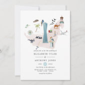 Waterverf Dubai UAE Destination Wedding Kaart (Voorkant)
